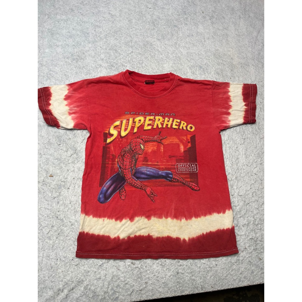 Spider-Man vintage T-Shirt Kids 8/10 Red Tie Dye Official‎ Webslinger Sportswear